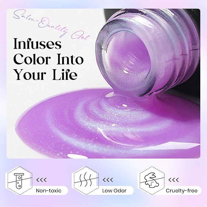 MIZHSE Pearl Gel Nail Polish, 6 Colors Iridescent Mermaid Gel Polish Set, Drawing Nail Shell Thread Effect Shimmery White Pink Purple Soak Off Nail Art Manicure Home Gift for Wome