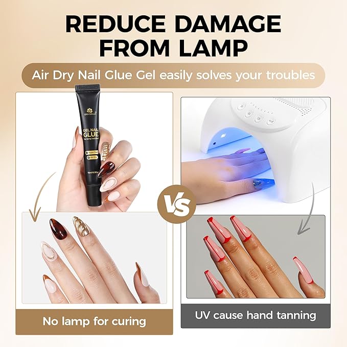 UNA GELLA Strong Nail Glue Gel, 15ml*2pcs No U V/Lamp Needed Nail Gel Glue, Quick Air Drying Semi Solid Nail Glue GEL, Super Strong NAIL G LUE For Press Ons Acrylic False Nails Tips Extension DIY Kit