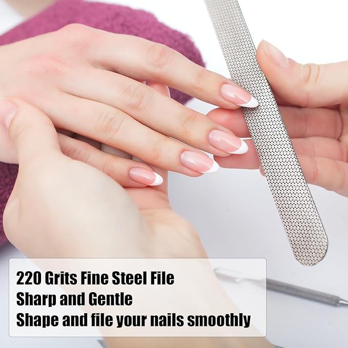 Diamond Nail File with Crystal Nail Shiner Set, Stainless Steel Nail File with Nano Glass Buffer, Metal Sapphire File with Nail Polisher, Professional Manicure Pedicure Kit for Salon Home and Travel