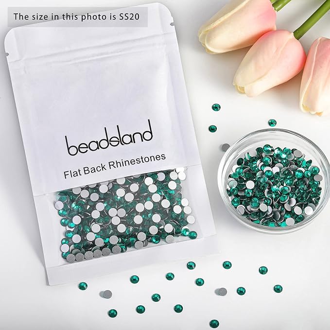 Beadsland 2880pcs Flat Back Crystal Rhinestones Round Gems for Nail Art and Craft Glue Fix, Blue Zircon, SS20,4.6-4.8mm
