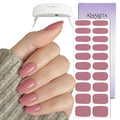 Semi Cured Gel Nail Strips – Real Gel Nails Polish Wraps | Long Lasting Easy Peel-Off Removal | Hema-Free | 20-Piece Solid Bright Pink Salon Sticker Kit with UV Lamps