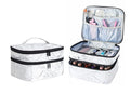 Nail Polish Organizer- Holds 30 Bottles Nail Supply Organizers and Storage Double-layer Nail Bag Organizer Case Nail varnish Organizer Nail Polish Storage Bag with Handle (White-a)