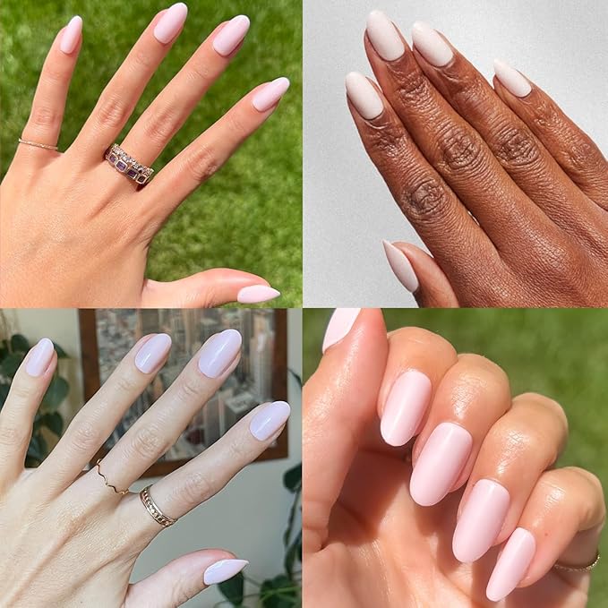 Olive & June Instant Mani Press-On Nails (Glue) | 42 Fake Nails, 21 Sizes | Non-Toxic Long-Lasting Recycled Materials Realistic Look | Salon-Quality at Home | Medium, Oval | GH