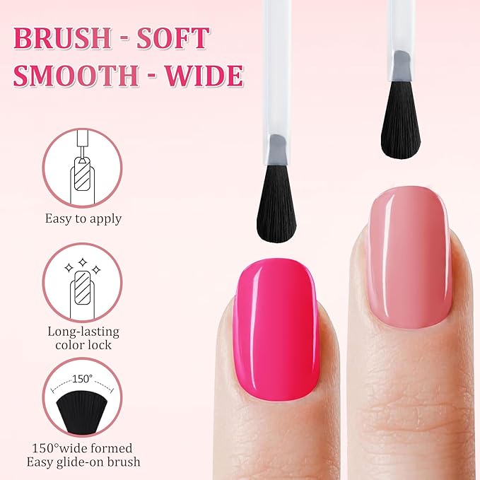 Pink Nail Polish Set, 6 Colors Quick Dry Fingernail Polish, Spring Rose Peach Magenta Tone, Classic Bright Pink, No UV Light Needed, Long Lasting for Nail Art Design at Home DIY