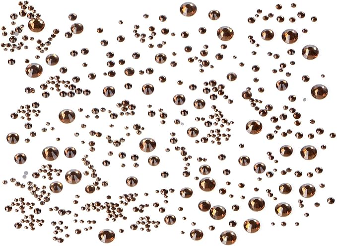 Bymitel 5000 Pieces 6 Mixed Sizes Glue Fix on Glass Rhinestones Round Crystal Gems Flatback for DIY Jewelry Making with one Picking Pen(6-Sizes 5000PCS, Smoked Topaz)