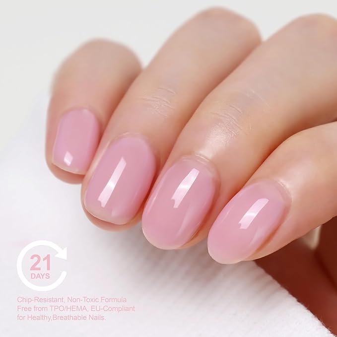 Hema Free Rubber Builder Base Gel Nail Polish, Vegan, Streak Free, Cruelty-free, Strengthens Damaged Thin Nails, Nude Pink,Salon Nail at Home DIY Gel Polish Nail Art DIY Manicure