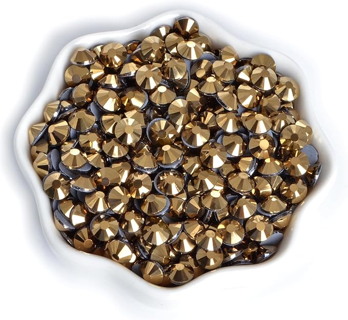 144 Pieces SS30 Aurum Hotfix Rhinestones Flatback Round Crystal Glass Rhinestones Gems for Crafts Nail Face Art Clothes Shoes Bags DIY