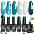 Beetles Blue Gel Polish Set - Mermaid Treasures Collection, Glitter Pearl Polish Navy Dark Blue Colors Gel Nail Art Design Soak off Uv Led Nail Lamp St Patrick Day