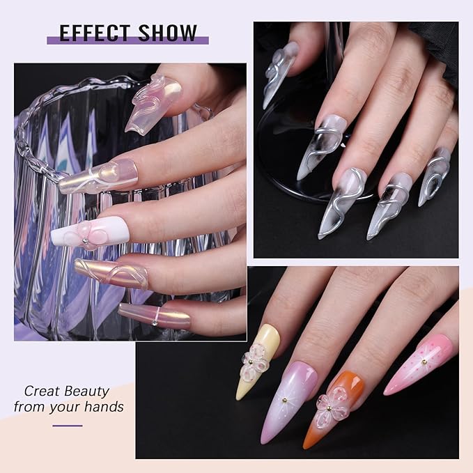 Builder Gel for Nails Kit - 10-IN-1 6 Colors Thickening Nail Set White Clear Soft Pink Rose Nude Coffee Hard Scuplted Gel for 3D Extension Sculpting Tips Base Rhinestone Soak Off UV/LED Manicure