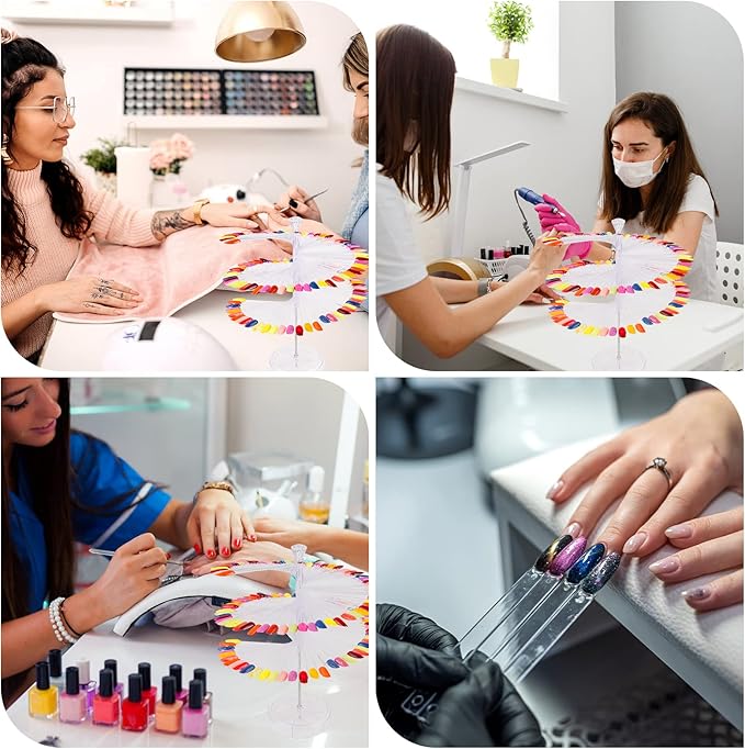 Nail Polish Organizer 2Pcs with 120Pcs Clear Nail Color Swatches Display for Gel Polish Spiral Nail Sample Practice Sticks
