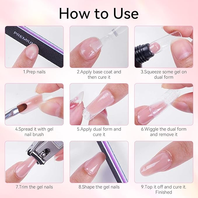Makartt Poly Nail Gel Set - 6 Colors Kit Strong Builder for Extension Overlay Strengthener 3D Diy, Multifunctional, Long-lasting for Nails French Manicures Home Salon 15ML Clear White 4 Pink Shades