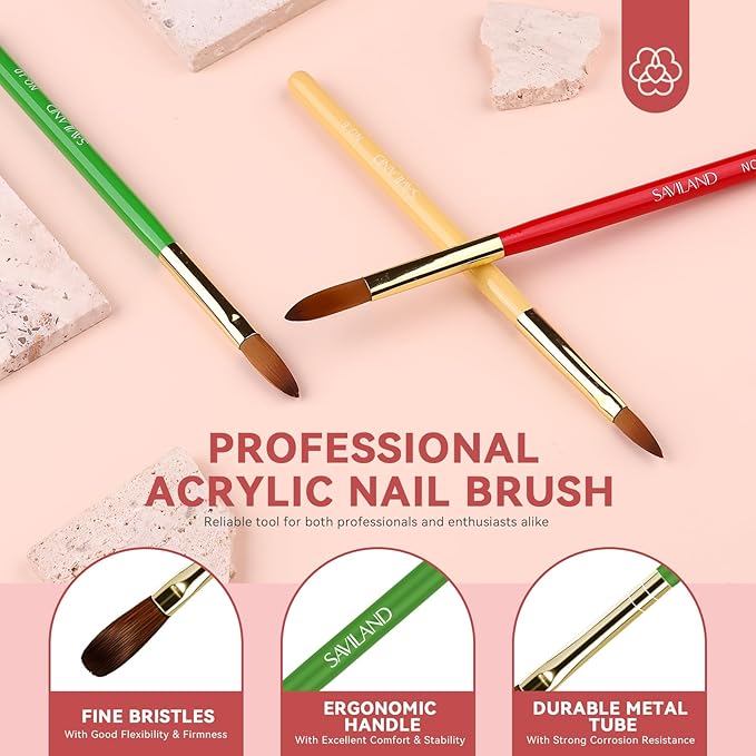 SAVILAND Acrylic Nail Kit : Christmas Nails Kit Acrylic Set EMA Monomer Brush for Long Lasting Nails DIY at Home Beginner Friendly Christmas Gift Set