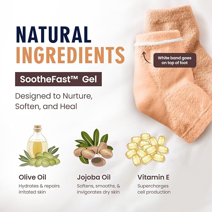 Dr. Frederick's Original Moisturizing Fuzzy Heel Socks for Dry Cracked Heels Treatment - Infused with Olive Oil, Jojoba Oil and Vitamin E - 2 Pairs - Stocking Stuffers for Adults - Peach Fuzz
