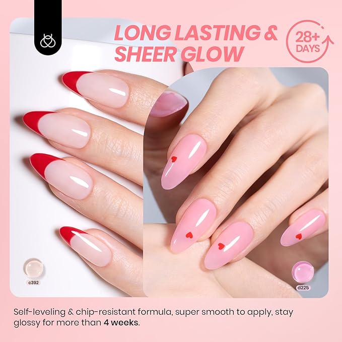 Beetles Nude Gel Nail Polish Set - 6 Colors Nude Pink Jelly Gel Polish Kit Neutral Shimmer Translucent Sheer Gel Soak off Uv Nail Concealer French Nail Art Manicure Gift for Women