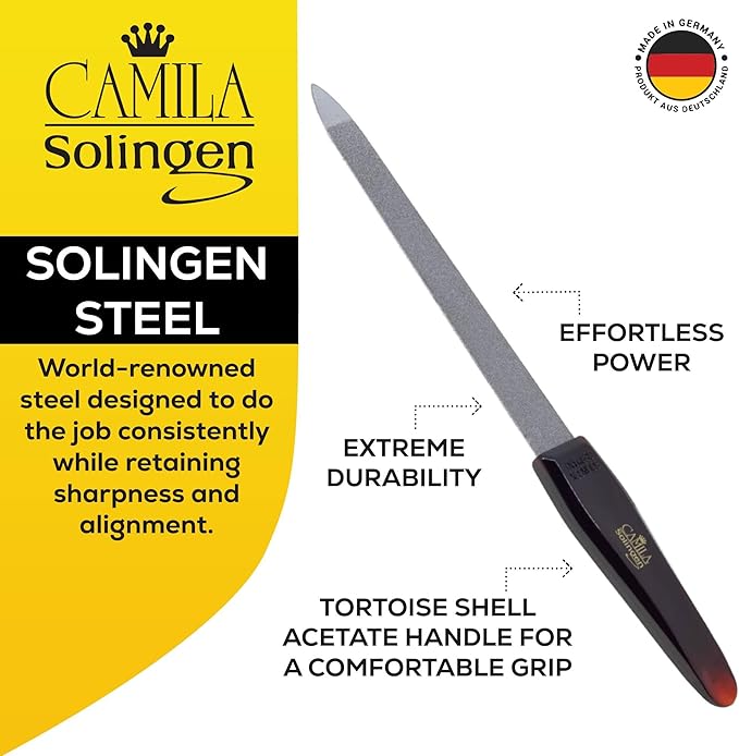 CS19 Sapphire Metal Nail File for Natural Nails Fingernail and Toenail Care, 8" Double Sided Coarse and Fine for Manicure and Pedicure