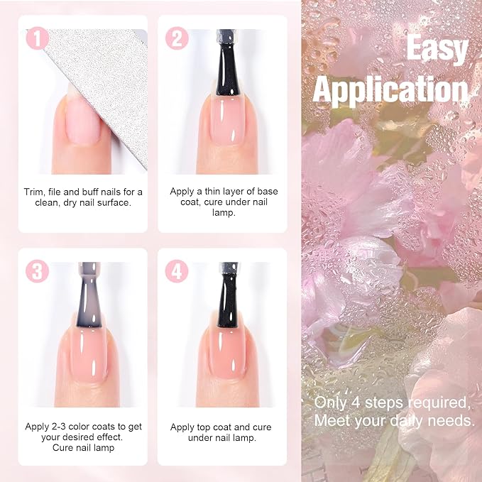 Jelly Pastel Gel Nail Polish Set 10Pcs Candy Colors Collection,Translucent Spring Summer nail gel polish Manicure at Home DIY Easter Mother's Day Gifts