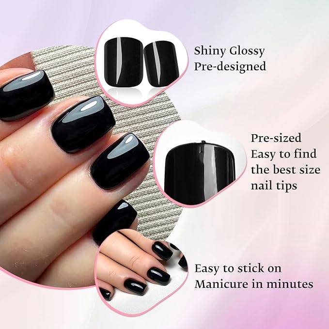 LoveOurHome 576pc Christmas Press on Nails Short Fake Nails Acrylic Nail Press ons Nails Square Short Presson Nail Square False Nail Artificial Fingernail & Glue Adhesive Tabs for Women Girls Kids