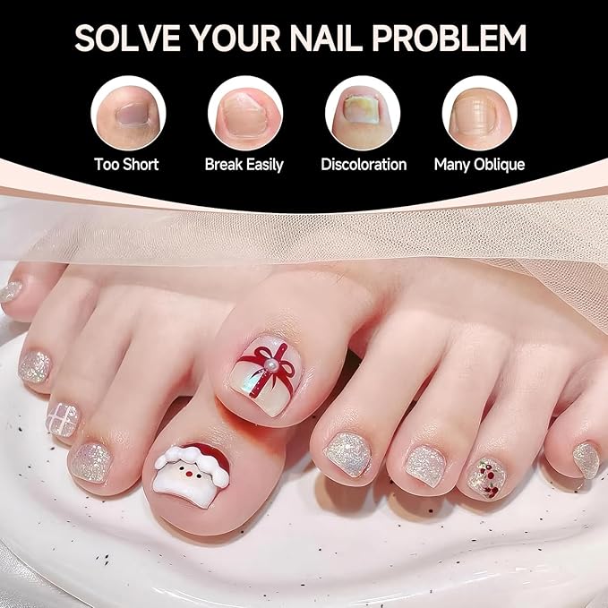 UNA GELLA Toe Nail Tips Full Cover, 216 Pcs Square Round Toe Nail Press Ons Clear Pre-shape Gel Toe Nail Tips Double Matte Acrylic Fake Toenails Extensions DIY Home Nail Salon for Women, 15 Sizes