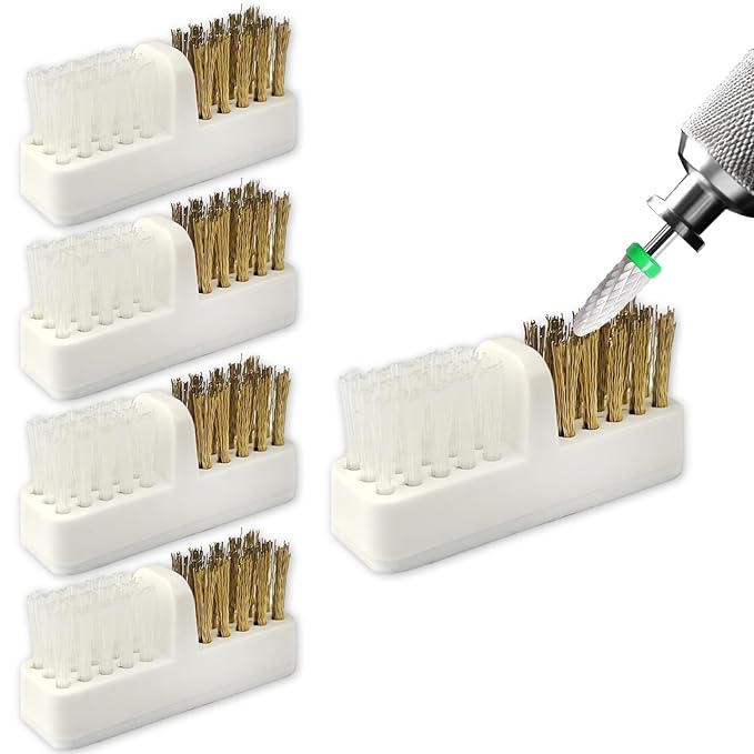 Nail Drill Bit Wire Cleaner Brush, 5-Piece Nail Art Cleaning Tool Set for Salon and Home Use, Nail Polish Cleaning Brush