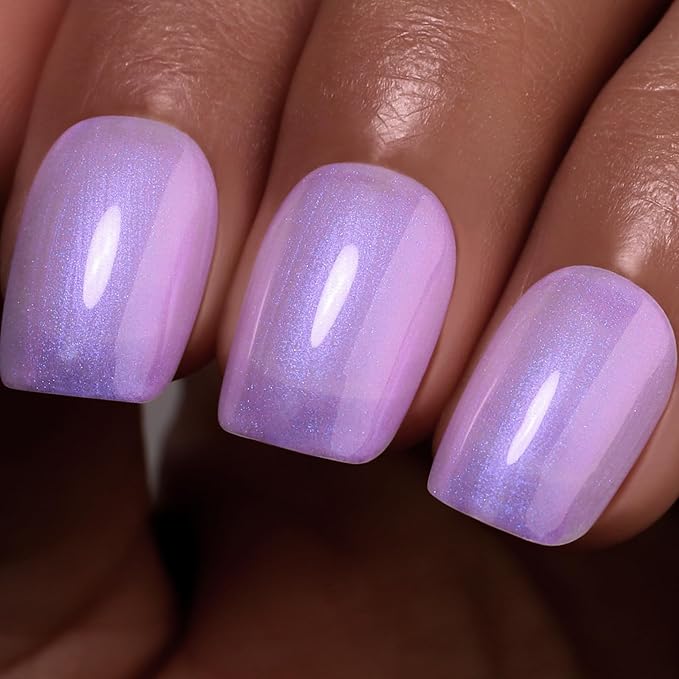 Pearl Gel Nail Polish, Light Purple Transparent Shimmer Shell Nail Gel Polish Glitter Mermaid Iridescent Pearlescent Sparkle Spring Summer Soak Off Led UV Manicure 15ML
