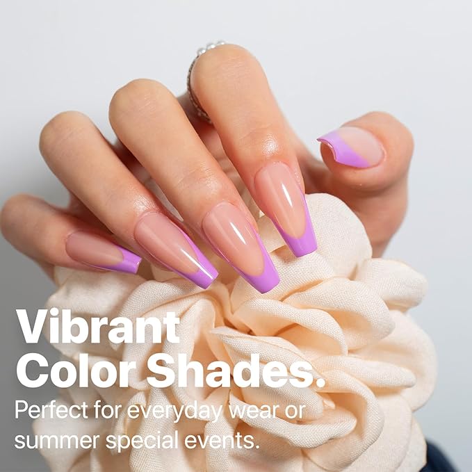 SXC Cosmetics X-Pro Tips French Tip Press On Nails - Bright Pastel Glow in the Dark Series (GLOW120KIT-M Coffin)