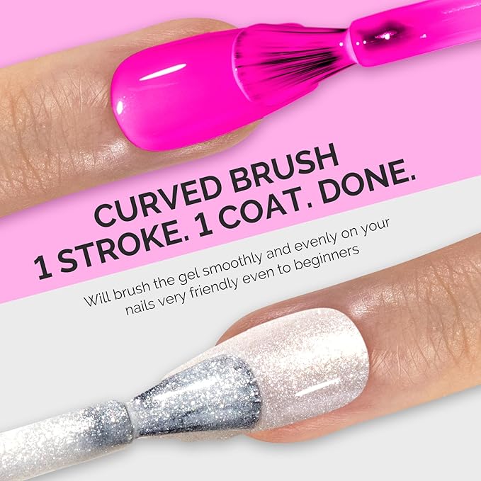 MelodySusie Thick Gel Nail Polish Set- 2 Pcs 15ML Hot Pink & White Glitter Gel Polish Set Soak Off UV LED Christmas Gift for Women Nail Art Manicure Salon DIY Nail Design Decoration at Home