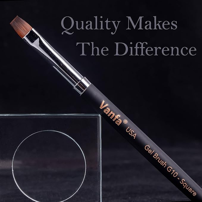 Vanfa Gel Nail Brush for Builder Gel, Polygel, HardGel, Nail Painting (G10 Square Head, Pack of 1)