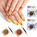MelodySusie 2Pcs Chrome Nail Powder for Gel Nails,Metallic Mirror Effect Pigment Stylish and Technological Fine Glitter for Home DIY Salon Use