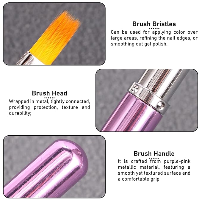 DANNEASY Ombre Nail Brushes, Nail Art Painting Pen for Blooming Nails, Aura, Gradient Nails Design Tool, Professional Manicure Brushes Accessories for Home and Salon Use
