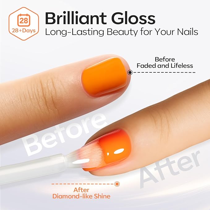 modelones Gel Nail Polish Top Base Coat Set, 15 ML Upgrade Silky Base and Extra Glossy Top Coat Clear No Wipe High Shine Gel Polish Soak Off U V LED Nail Art Home DIY Manicure Gift for Women Beginner
