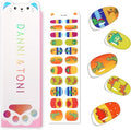 DANNI & TONI Kids Gel Nail Strips Dinosaur Beach Palm Tree Salon-Quality Peel & Stick Manicure for Children (Age 6+)– Safe, Long-Lasting, Easy to Apply | Dino Safari