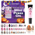72 Pieces Halloween Press on Nails for Kids, EBANKU Sparkle 3 Pack Kid Fake Nail Kit Cute Ghost Spider Press on Nails for Girls 7-12 Years with Nail Glue