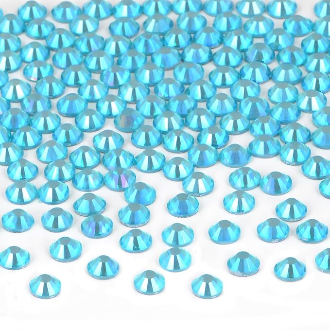 2880 Pieces SS12 Aquamarine AB Hotfix Rhinestones Flatback Round Crystal Glass Rhinestones Gems for Crafts Nail Face Art Clothes Shoes Bags DIY