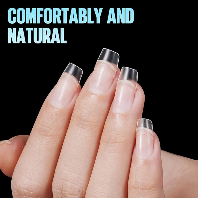 TOMICCA Short Squoval Nail Tips, 510Pcs Acrylic Nails Tips Full Matte, 12 Sizes No C Curve Fake Half Cover Nail Tips for Nail Extension Salon Home DIY