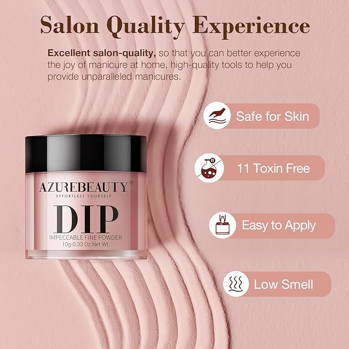 AZUREBEAUTY Dip Powder Nail Kit Starter, All Season Skin Tone Nude Brown 4 Colors Acrylic Dip Powder Liquid Set with Base/Top Coat Activator for French Nail Art Manicure DIY Salon Gifts