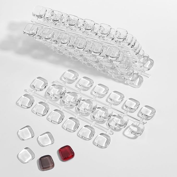 240Pcs Solid Rounded Square Nail Polish Swatches Mini Display Cards Crystal Clear Glass Nail Color Swatch Dots Chart Tips for Nail Salon Training Practicing Beginners Professionals