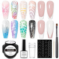 MIZHSE White Poke Gel Nail Art Kit, with Professional Poke Foundation Gel and Brush Tool, Nail Stamper for French Nails, French Tip Nail Stickers Multifunctional Drawing Painting Nails Art Design
