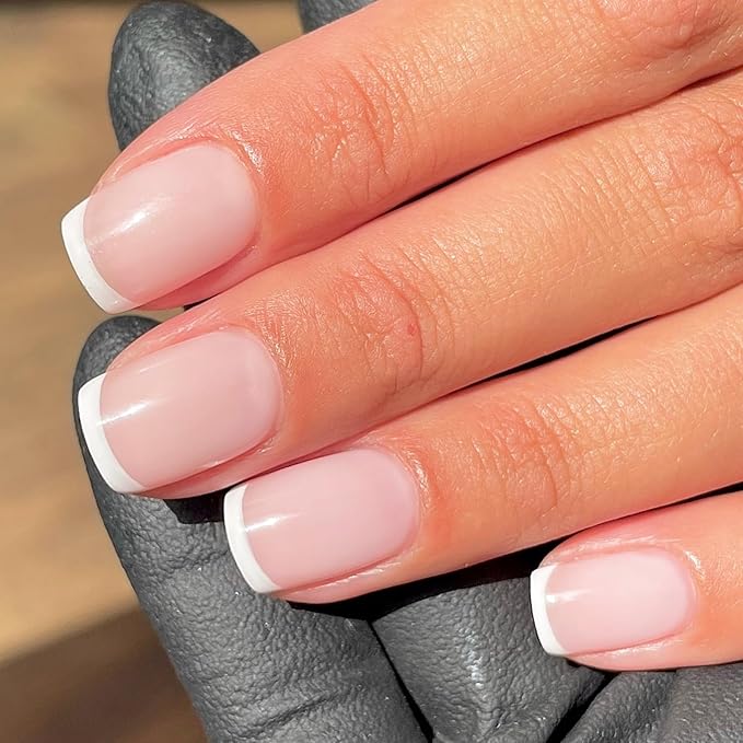 AddFavor 120pcs French Tip Press on Nails Short Square Fake Nails Nude White French Nails Press on Acrylic Artificial False Nials with Adhesive Tab for Women Girls