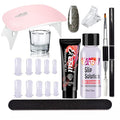 15ml Chameleon Poly UV Gel Temperature Color-Changing Black Nail Builder Gel Nail Enhancement Trial Kit LED Lamp Slip Solution Glitter Poly Builder Gel Nail 8PCS/Kit (Black Glitter)