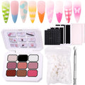 Pat Pat Gel – Ombre Gradient Nail Kit, 9 Colors Blooming Gel Polish with 100 Sponges & Stickers for French Manicure (Blush & Bronze #2)