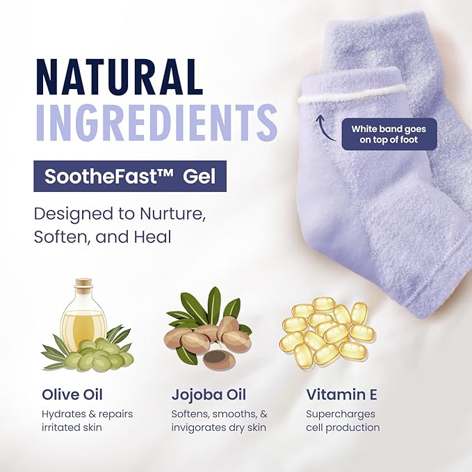 Dr. Frederick's Original Moisturizing Fuzzy Heel Socks for Dry Cracked Heels Treatment - Infused with Olive Oil, Jojoba Oil and Vitamin E - 2 Pairs - Stocking Stuffers for Adults - Lilac Leisure
