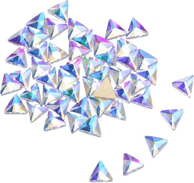 AD Beads Top Czech AB Crystal Flatback Rhinestone Nail Art Decoration Multi Shape (S12 Triangle 4x4mm, 100 Pcs)