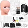 Eyelash Lashes Extension Kit, 442 PCS Lash Extension Supplies with Lash Mannequin Head, Individual Eyelash Kit, Fan, Lash Remover, Eyelash Extension Glue, Lash Tool Kits for Beginner Practice Graft