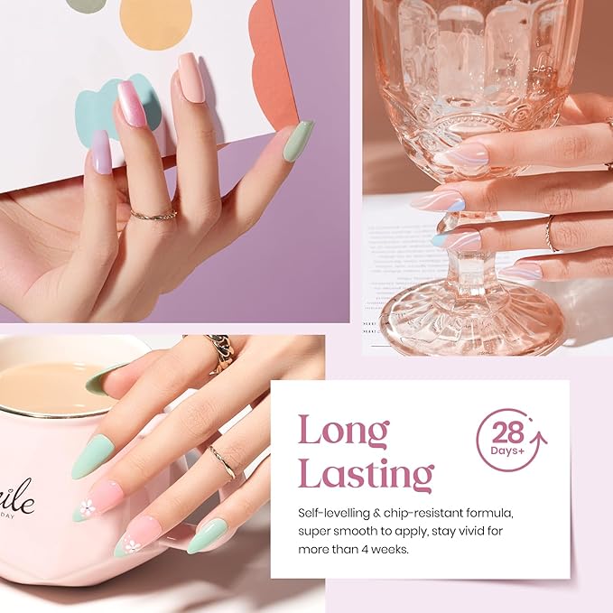 beetles Gel Polish Set – Healing Elixir 20 Colors Gel Nail Polish Kit, Pink Blue White Green Pearl with Base Coat Matte Glossy Top Coat for DIY Manicure Gift for Women