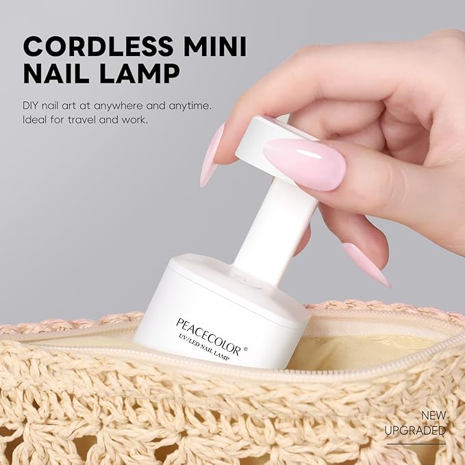PEACECOLOR Mini U V Light for Gel Nails U V Nail Lamp Nail Dryer 2 Timer Modes Fast Curing LED Nail Lamp for Gel Nail Polish Home Salon DIY Gifts for Women