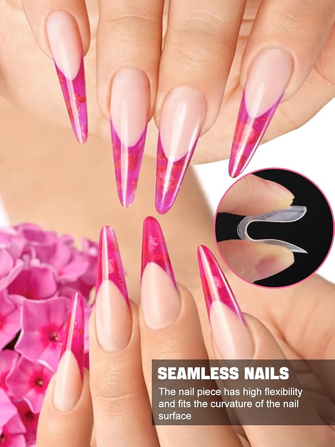 EBANKU 120Pcs Stiletto Extension Nail Molds - Clear Acrylic Nail Tips, Full Cover Reusable Nail Forms for Builder Nail Art Design Salon & DIY