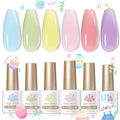 Born Pretty Jelly Pastel Gel Nail Polish Milky Jelly Gel Polish Spring Summer Macaron Candy Sweet Color Translucent Blue Red Green Yellow Pink Purple Easter Gift Nail Art Manicure DIY Home and Salon
