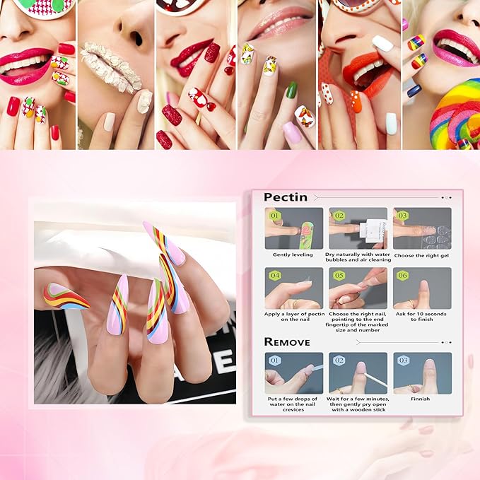 Fall Long Almond Tip Press on Nails xl Stiletto Shape Nails Press Ons Colorful Design Fake Nails Full Cover Glossy Acrylic False Nails Gift for Wemons 24pcs