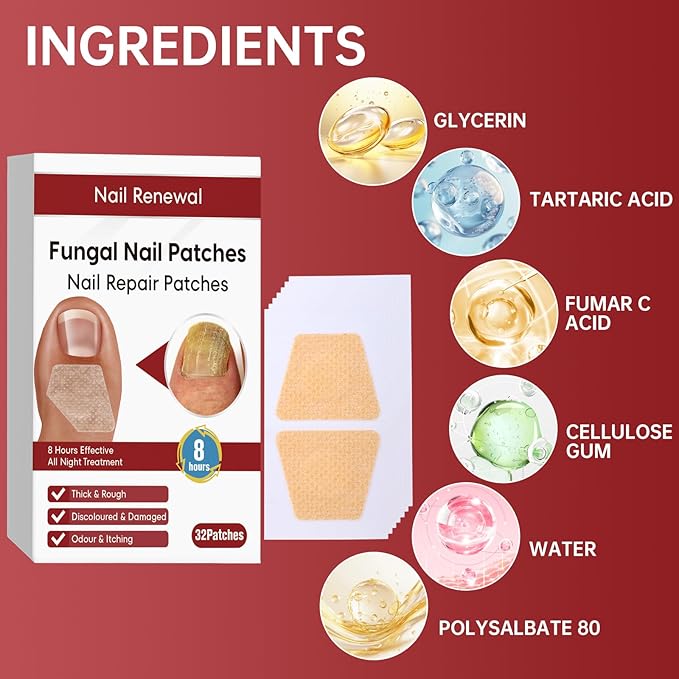 Fungus Nail Treatment Patch, 32 Pcs Foot Fungus Treatment Extra Strength, Nail Fungal Patches for Toenail, Nail Repair for Damaged Nails and Appearance of Discolored