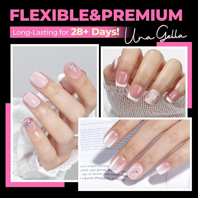 UNA GELLA Short Square Nail Tips 504PCS Pre Etched Extra Short Soft Gel Fake Nails Tips for Women DIY Squoval Press On Nails Extension French Style Salon Full Cover Acrylic Tips 12 Sizes